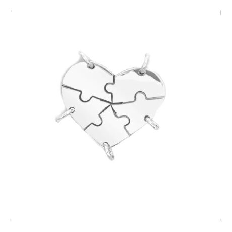 Dije Plata 925 Corazón Rompecabezas 5 Grabado Laser Agálea Plateado