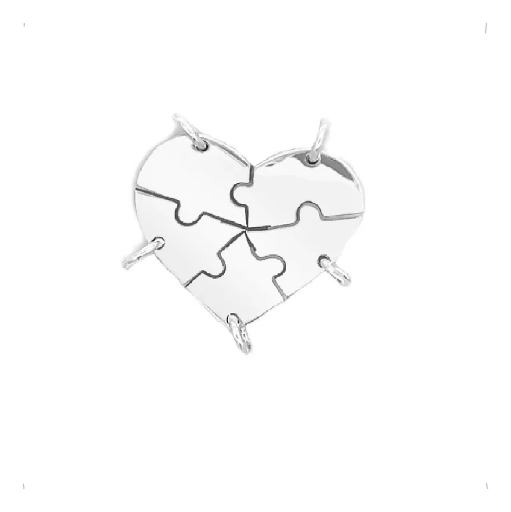 Dije Plata 925 Corazón Rompecabezas 5 Grabado Laser Agálea Plateado