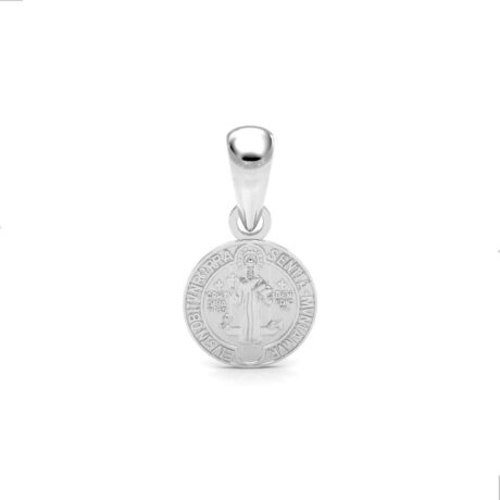 Dije Medalla San Benito De Plata 925 Mini 8mm Agálea Color Plateado