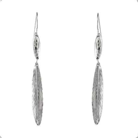 Arete De Plata .925 Largo Pluma Mujer Agálea