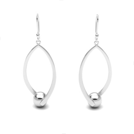 Aretes Largos De Plata .925 Bolita Colgante Mujer Agálea