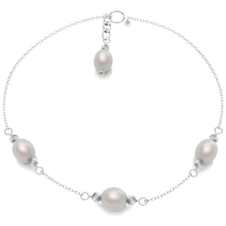 Pulsera De Plata .925 Con Perla Mujer Agálea Diámetro 0 Mm Largo 43.18 Cm