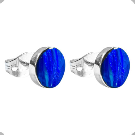 Arete Broquel De Plata .925 Y Ópalo Circulo Agalea Mujer