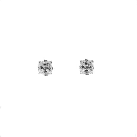 Broquel Plata .925 Zirconia Cuadro Y Contrabola Niña Agálea
