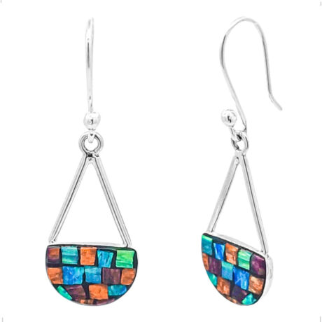 Arete Plata .925 Colgante Ópalo Colores Agálea Mujer