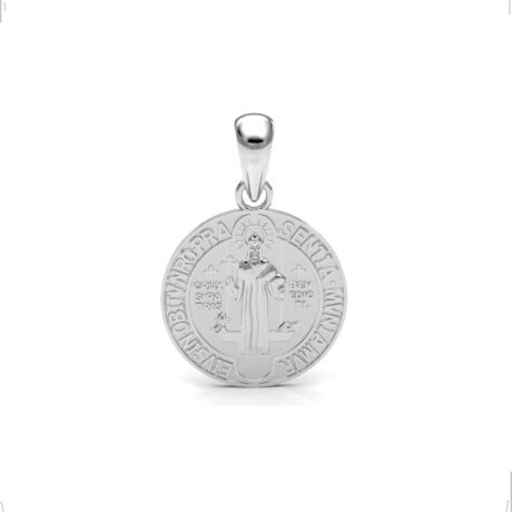 Dije Medalla San Benito 2 Cm Plata .925 Agálea Joyería Color Plateado