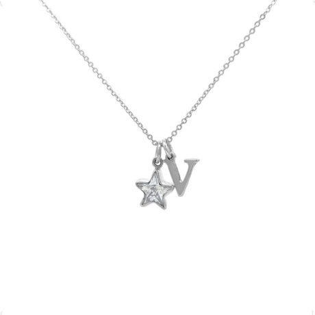 Collar Dije Estrella Colores Mas Letra Plata 925 45cm Agálea Color Blanco