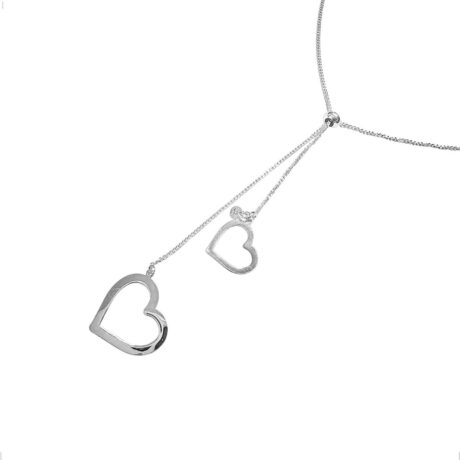 Collar Corbatero De Plata .925 Dijes De Corazón Agálea Mujer Plateado