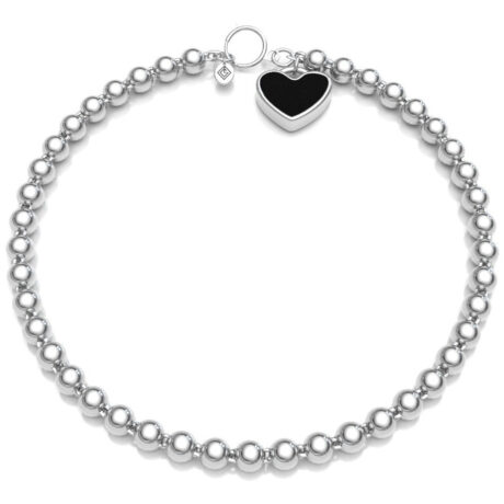 Pulsera Bolitas Dije Corazón Rojo Plata .925 Agálea Joyería