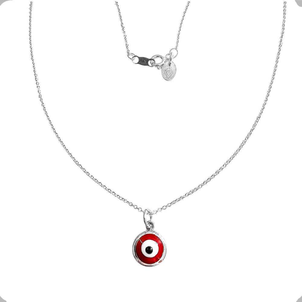 Collar De Plata .925 Dije Ojo Turco Unisex 45 Cm Agálea Rojo (copia)