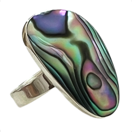 Anillo De Plata .925 Triángulo Con Concha De Abulón Agálea Plateado Ajustable