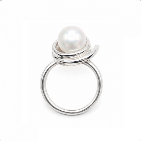 Anillo Nido Perla Ajustable De Plata .925 Agálea Color Plateado