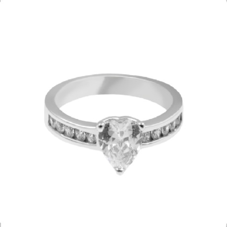 Anillo Promesa Plata 925 Circonia Blanca Agálea Color Plateado