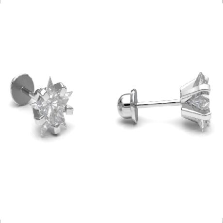 Broquel Plata 925 Uñita Zirconia Estrella Bebe Niña Agálea