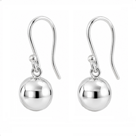Aretes Colgante De Plata 925 Largo Bolita Agálea Mujer