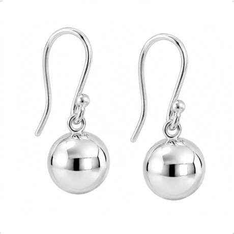 Aretes Colgante De Plata .925 Bolita Largo Agálea Mujer