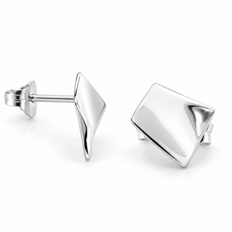 Arete Broquel Cuadro Liso De Plata .925 Agálea Mujer