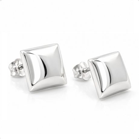 Arete Broquel Cuadro De Plata .925 Agálea Mujer