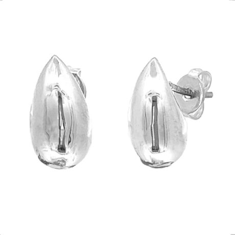 Arete Broquel Plata .925 Tipo Bottega Gota Mediano Agálea