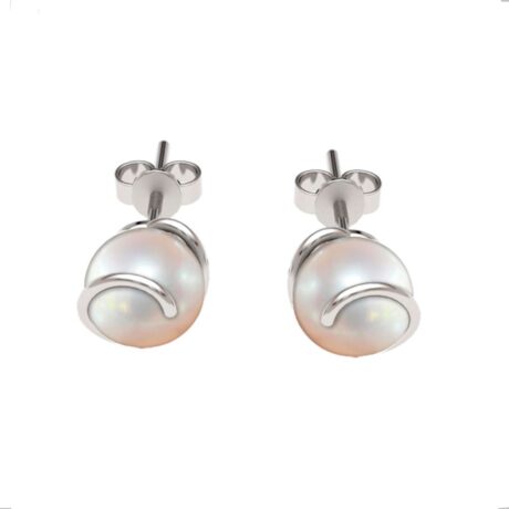 Aretes Broqueles De Perla Natural Y Plata 925 Mujer Agálea