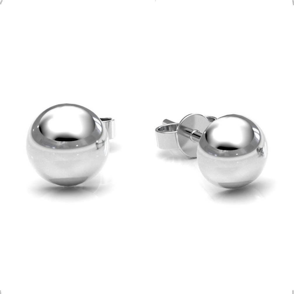 Broquel Plata 925 Media Bola 6mm Para Mujer Agálea Joyería