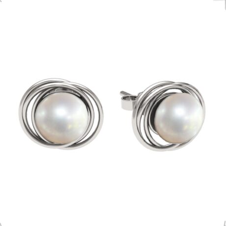 Arete Broquel Nido Perla De Plata .925 Agálea Joyería
