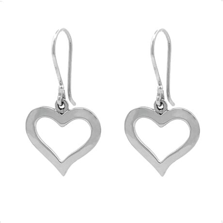 Aretes Largos De Plata .925 Corazón Colgante Mujer Agálea