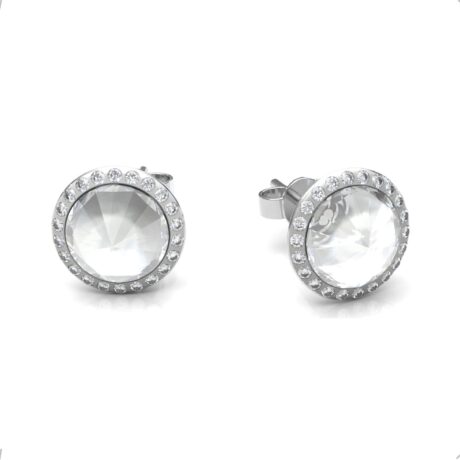 Aretes Broquel Plata .925 Cristal 1cm Agálea Colores Mujer