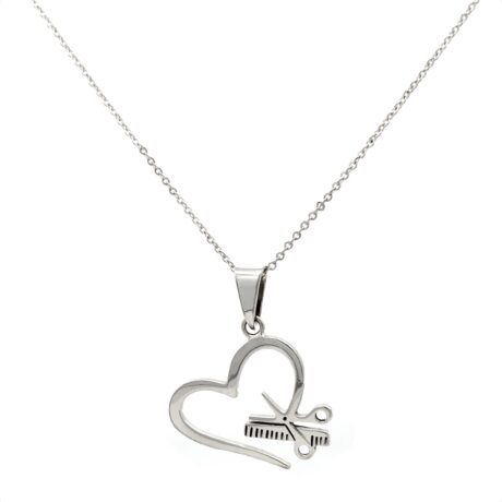 Collar Dije Corazón Estilista De Plata .925 Agálea Joyería Color Plateado