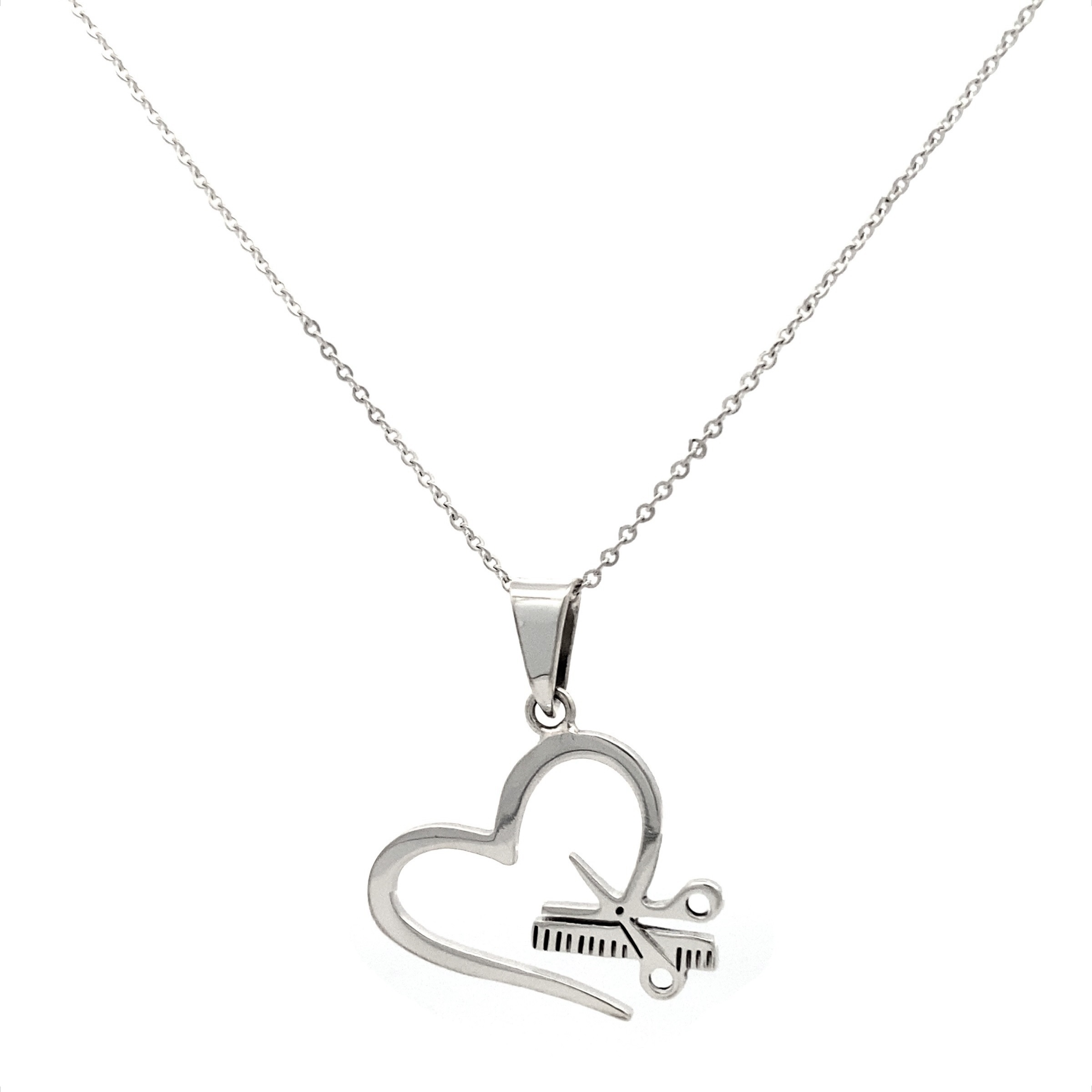 Collar Dije Corazón Estilista De Plata .925 Agálea Joyería Color Plateado