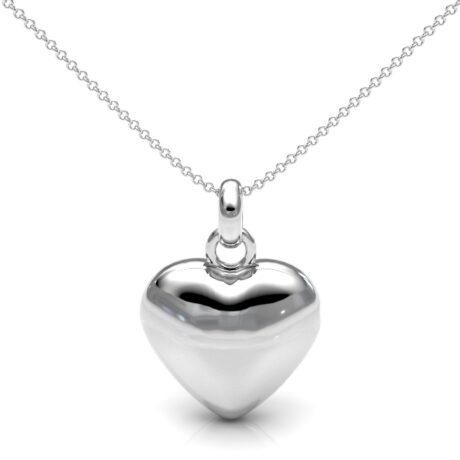 Collar De Plata 925 Dije De Corazón Abombado Mujer Agálea Color Plateado