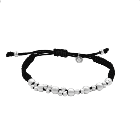 Pulsera Tejida Y Bolitas De Plata 925 Ajustable Agálea Diámetro 0 Mm Largo 38.1 Cm
