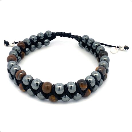 Pulsera Bolitas Acerlina Y Plata .925 Agálea Hombre Color Acerlina-cafe