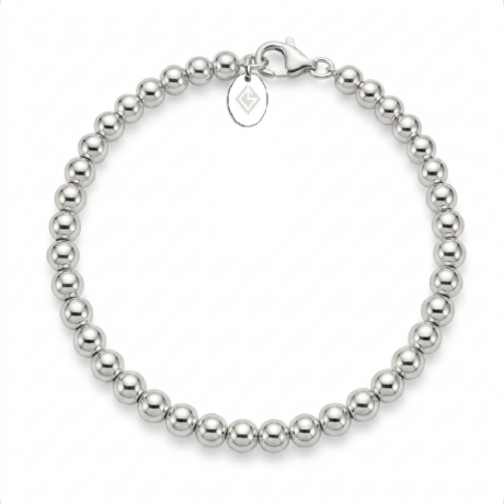 Pulsera Bolitas 4mm De Plata .925 Agálea Joyería Largo 18 Cm