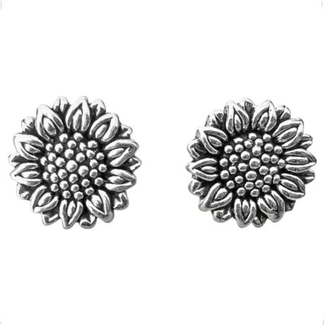 Arete Broquel De Plata .925 Flor Girasol Mujer Agálea Mamá