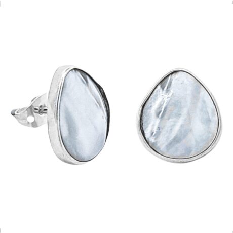 Arete Broquel De Plata .925 Madre Perla Agálea Mujer Mamá