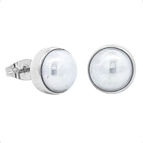 Arete Broquel De Plata .925 De Bisel Con Perla Agálea Mujer