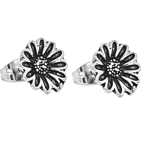 Arete Broquel De Plata .925 Flor Agálea Mujer