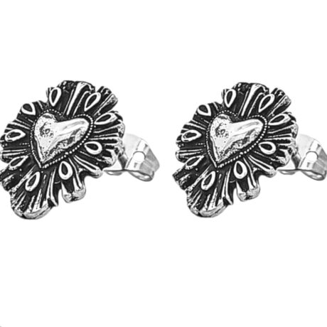 Arete Broquel De Plata .925 Corazón Destellos Mujer Agálea