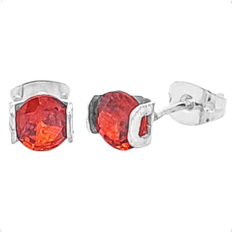 Arete Broquel Plata .925 Cristal 7 Mm Colores Agálea Mujer