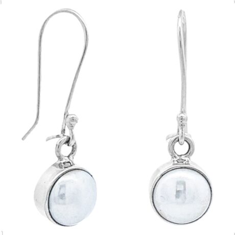 Arete De Plata .925 Colgante Con Perla Y Bisel Mujer Agálea