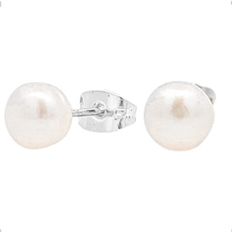Arete Broquel De Plata .925 Con Perla Mujer Agálea