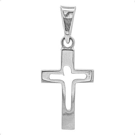 Dije Cruz Plata .925 Con Silueta Agálea Hombre Mujer