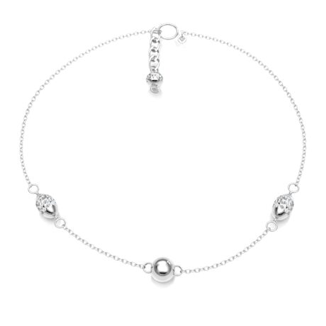 Pulsera Plata Fina .925 Bolitas Diamantada Mujer Agálea