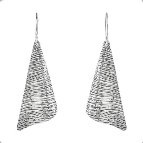 Arete De Plata 925 Largo Colgante Textura Agálea Mujer