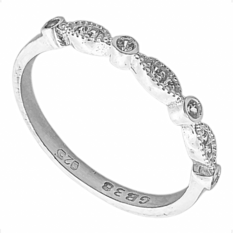 Anillo De Plata .925 Circonia Blanca Agálea Mujer