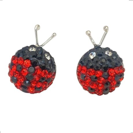 Arete Broquel Catarina Roja De Plata .925 Agálea Joyería
