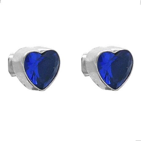 Arete Broquel Corazón Plata .925 Bisel Cristal Agálea Mujer