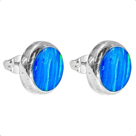 Arete Broquel De Plata .925 Y Ópalo Colores Agálea
