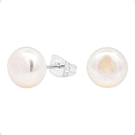 Arete Broquel De Plata .925 Con Perla Cultivada Agálea Mujer